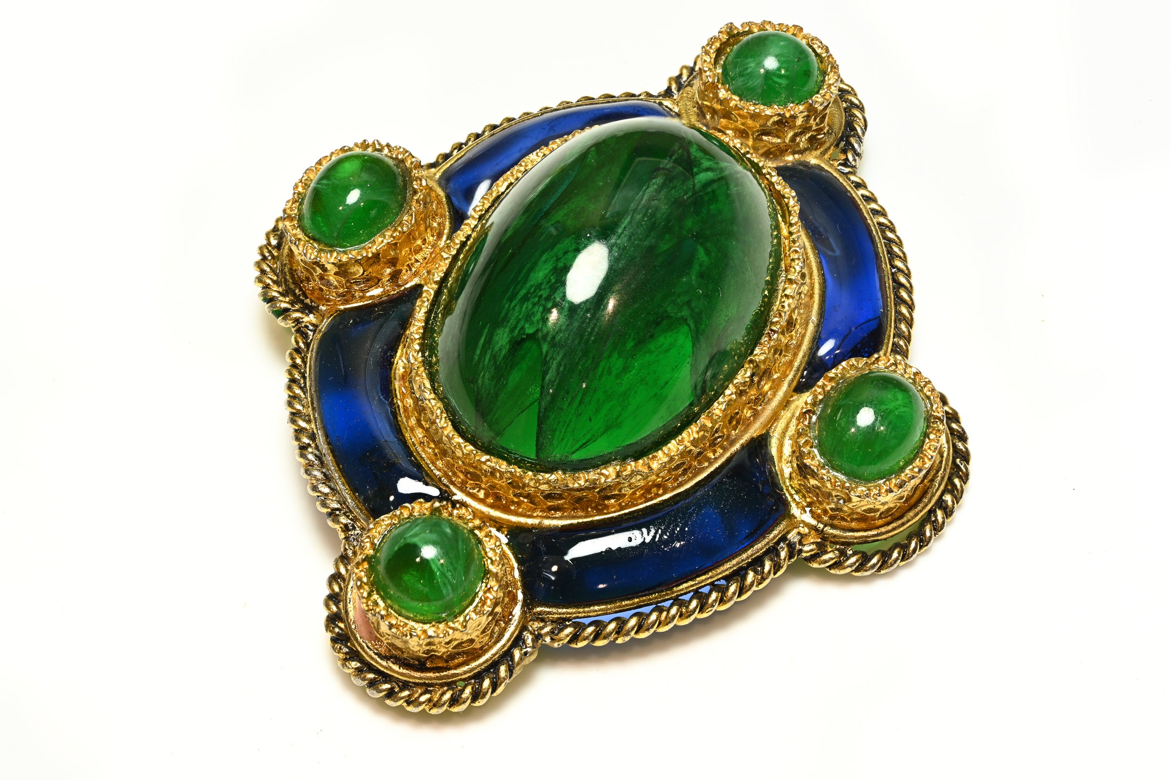 Christian Dior 1971 Henkel & Grosse Green Blue Poured Glass Pendant
