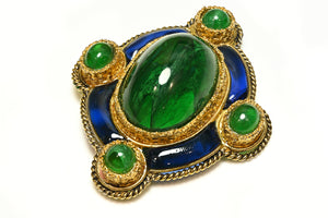 Christian Dior 1971 Henkel & Grosse Green Blue Poured Glass Pendant