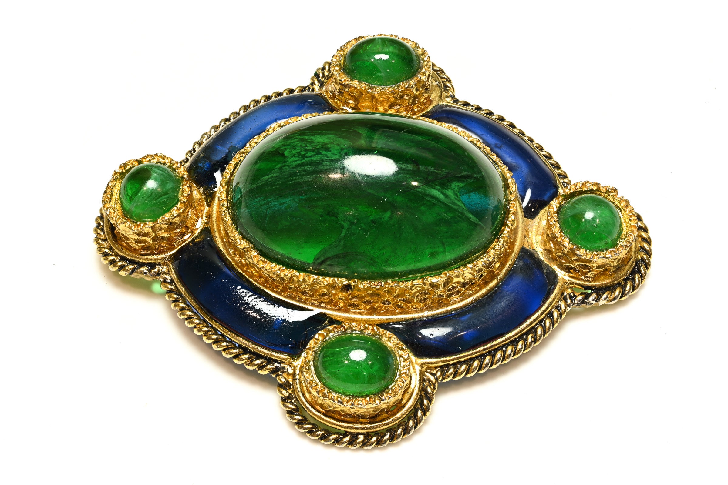 Christian Dior 1971 Henkel & Grosse Green Blue Poured Glass Pendant
