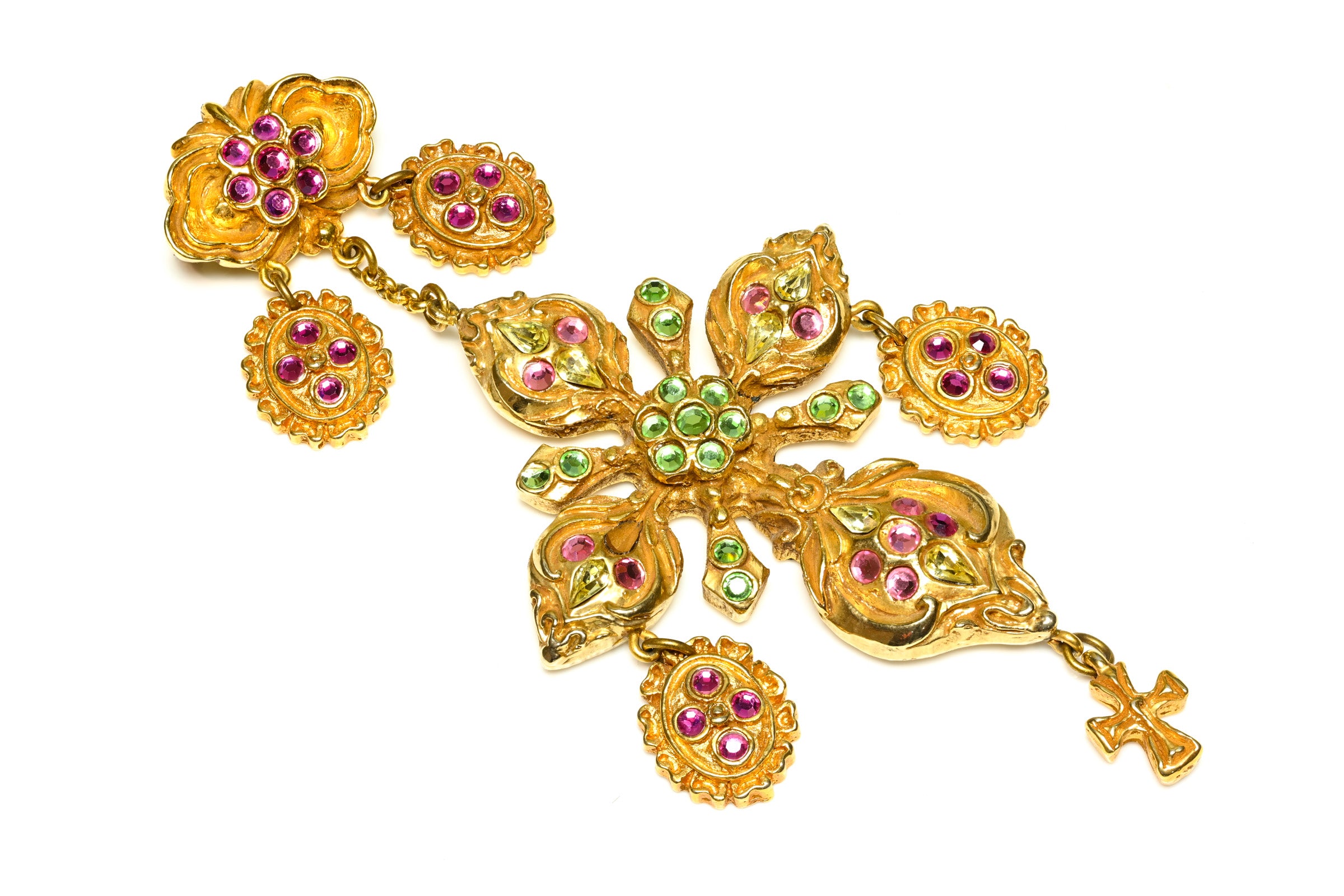 Christian Lacroix Couture Baroque Cross Flower Brooch 3