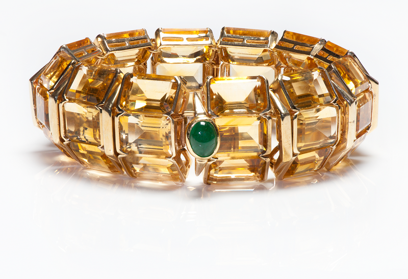 Christopher Kaufmann Gold Citrine Emerald Bracelet