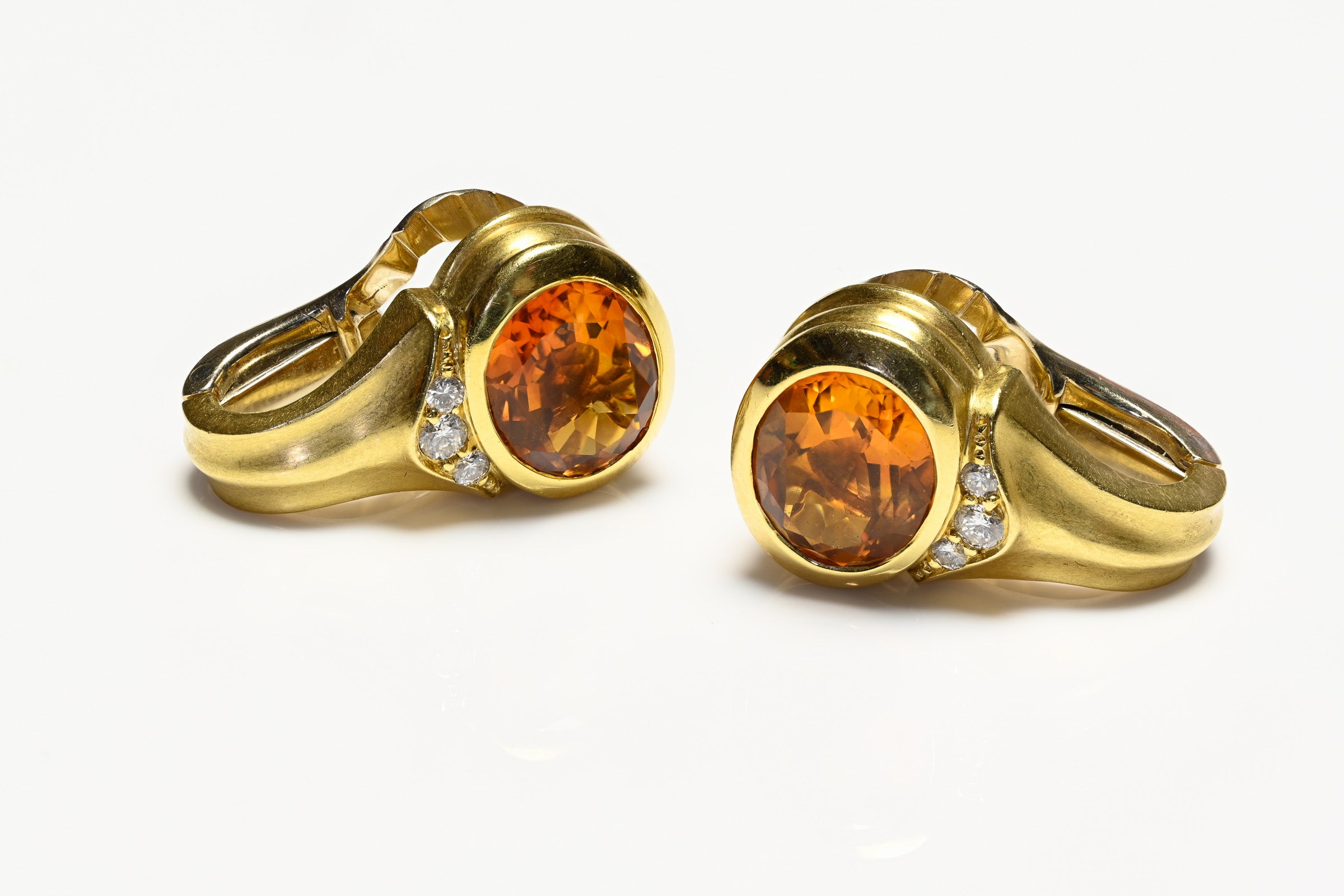 Citrine Diamond 18K Gold Earrings