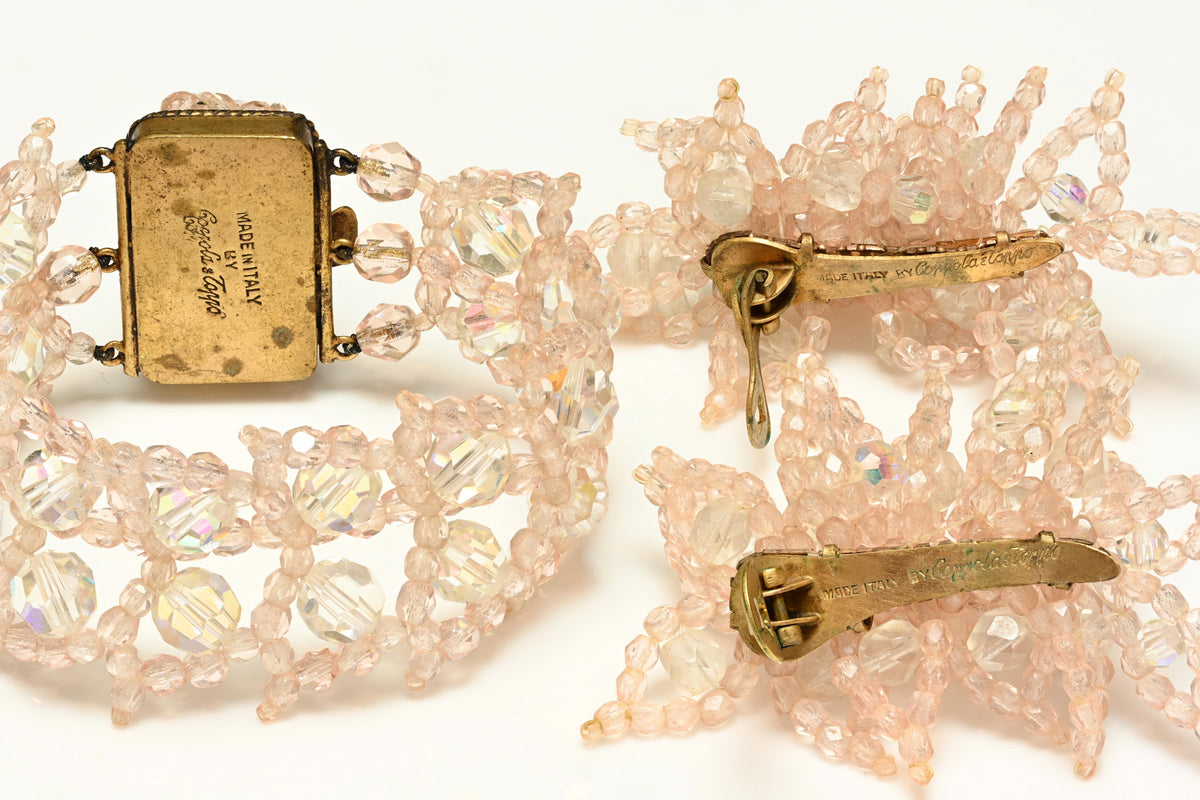 Coppola e Toppo for Emilio Pucci Pink Crystal Beaded Earrings Bracelet Set 1