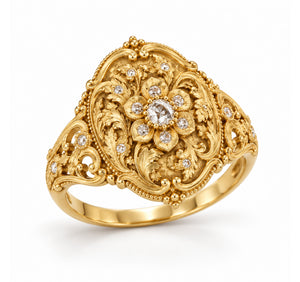 Antique Diamond 18K Gold Ring DSF