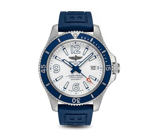 Breitling Superocean Automatic 42 Blue Rubber Strap Watch A17366