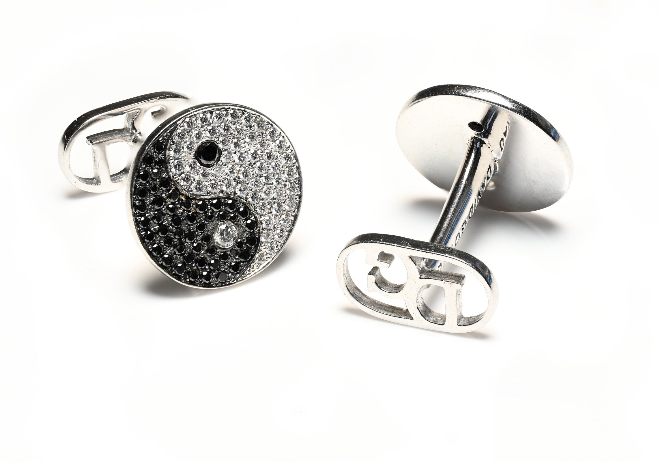 David Gotlib 18K Yin and Yang Cufflinks Diamonds