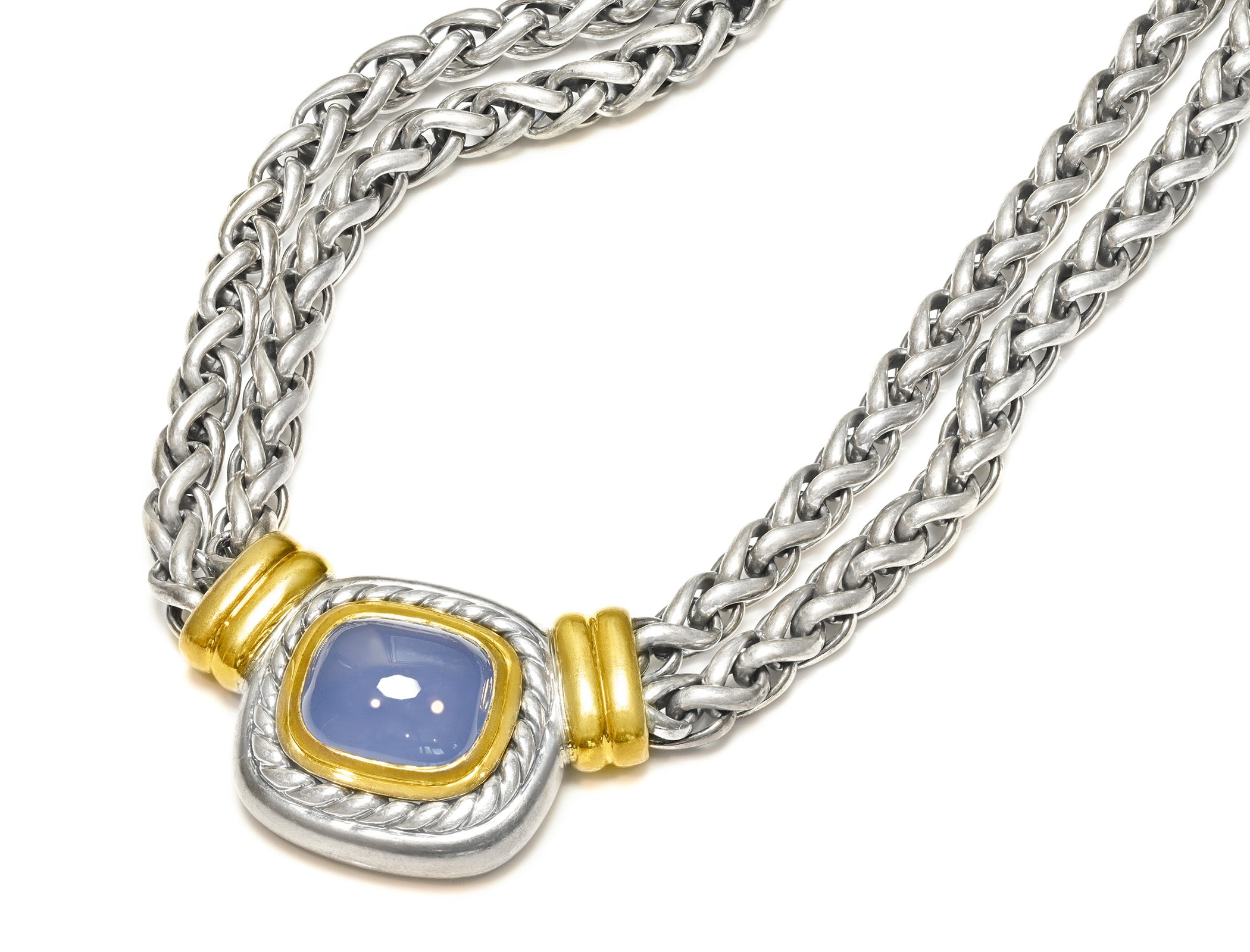 David Yurman Silver Gold Chalcedony Necklace