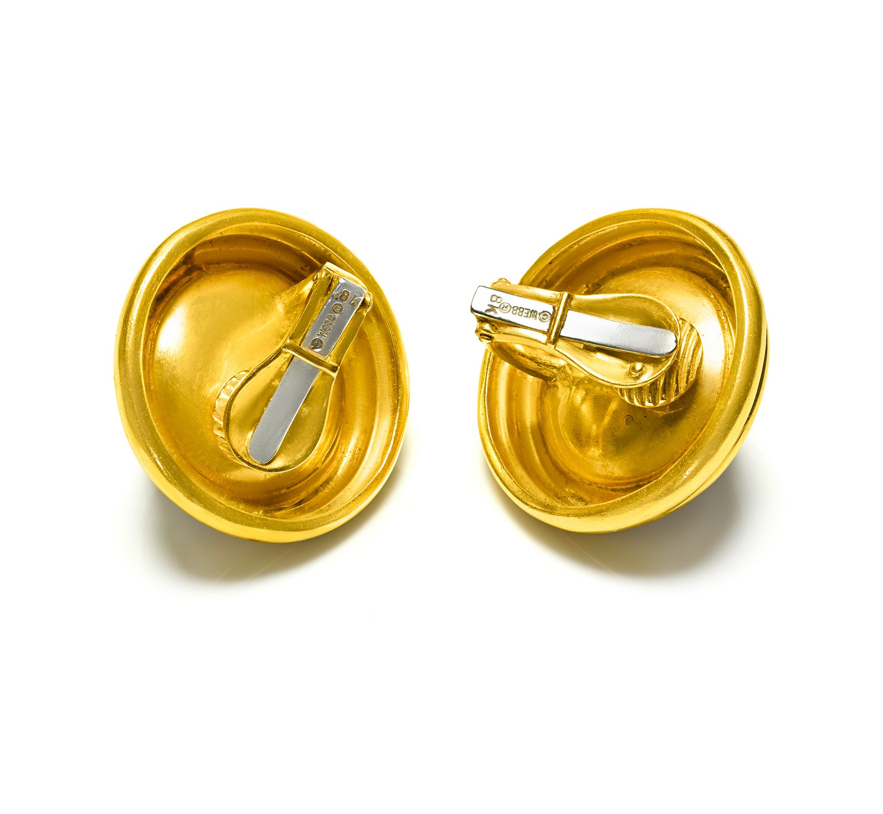 David Webb Signed Mabe Pearl Earrings in 18K Yellow Gold