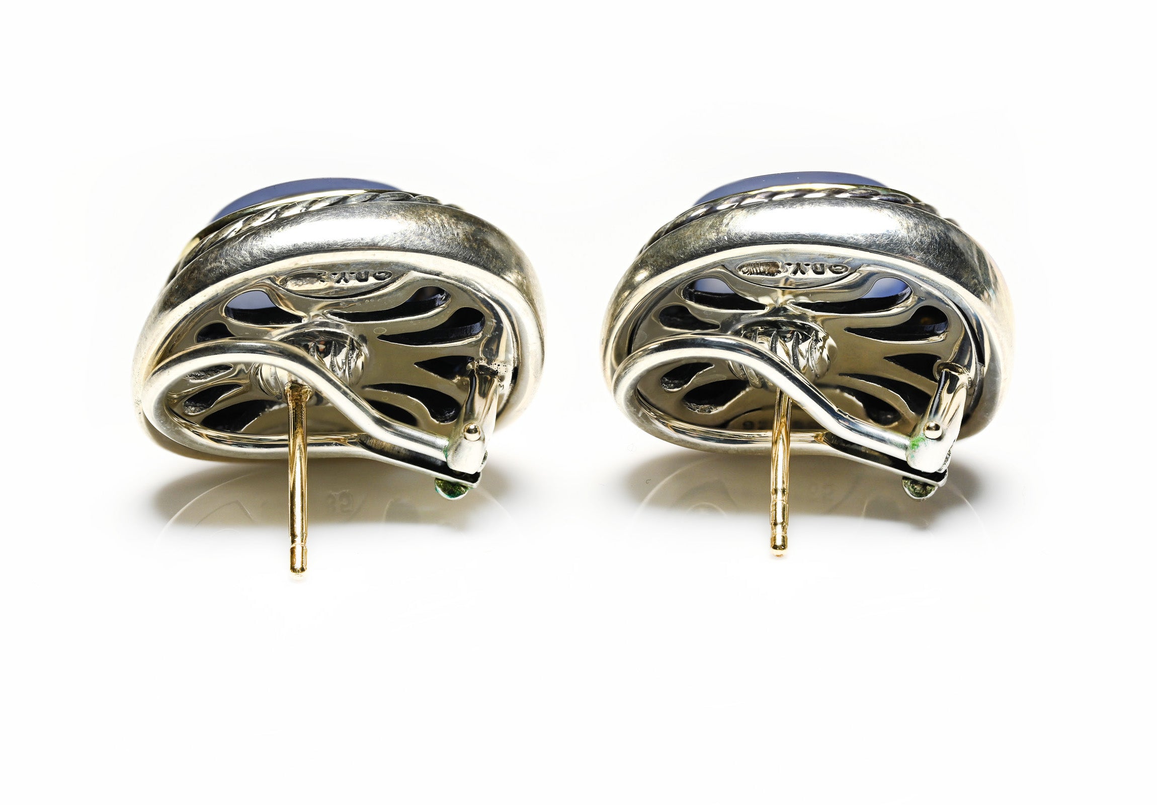 David Yurman Silver Gold Albion Chalcedony Earrings