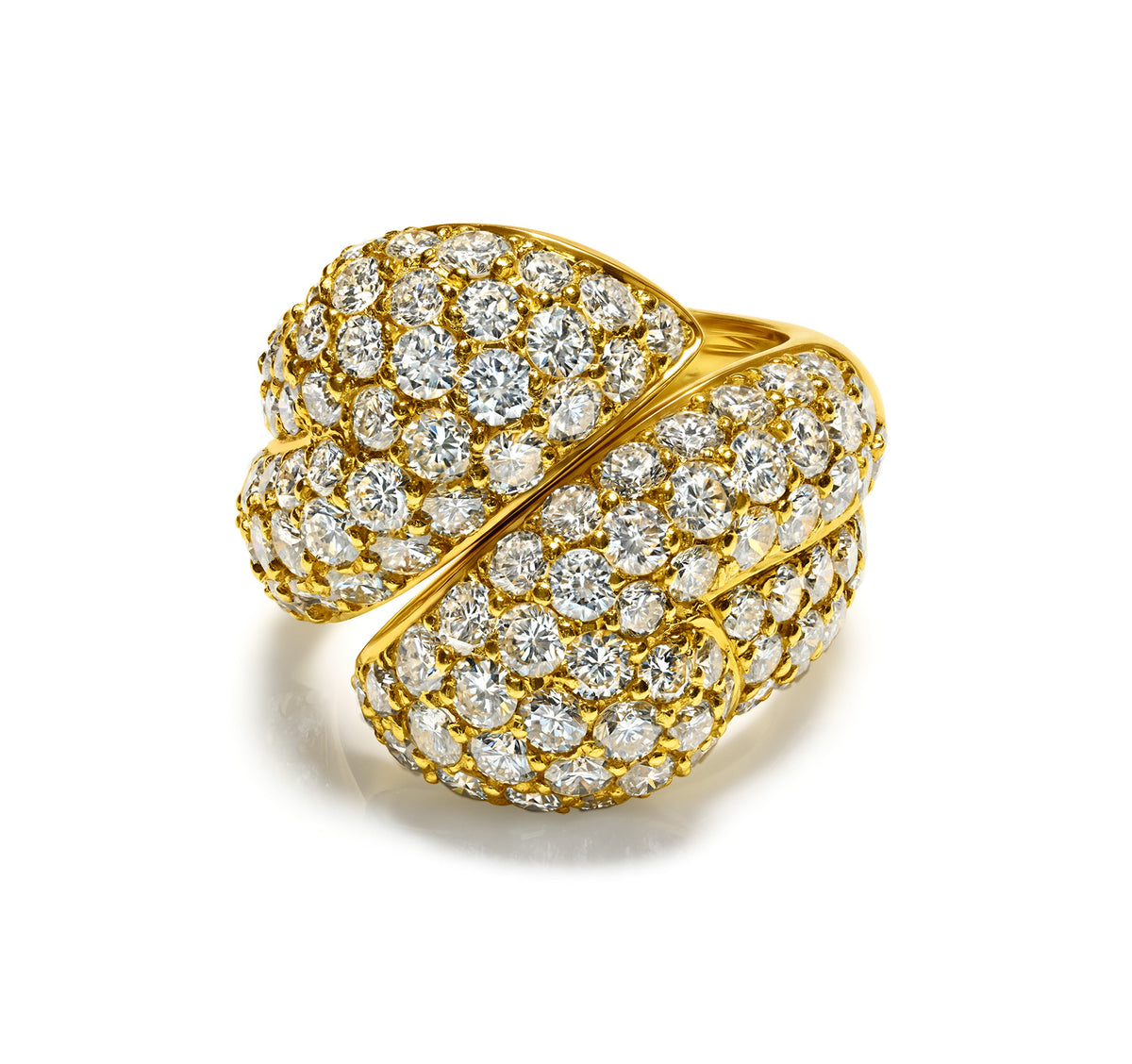 Diamond 18K Gold Bypass Ring F-G 