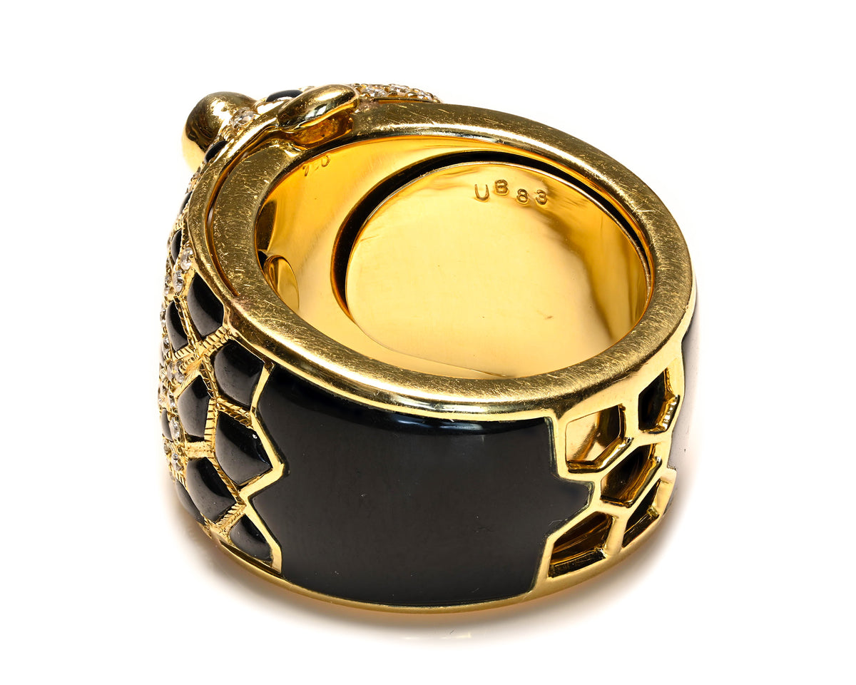 Diamond, Ruby and Onyx 18K Gold Ring