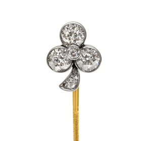 Antique Diamond Trefoil Clover Stick Pin