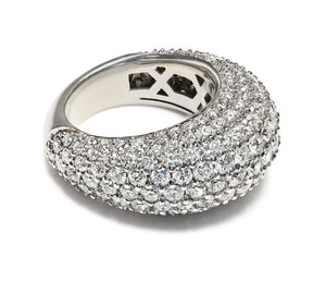 Pave Bombe Round Brilliant Cut Diamond 18K Gold Ring