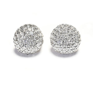 9 Carat Diamond Dome Earrings in 14K White Gold