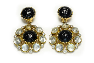 Dominique Aurientis Paris Maison Gripoix Black Glass Long Earrings