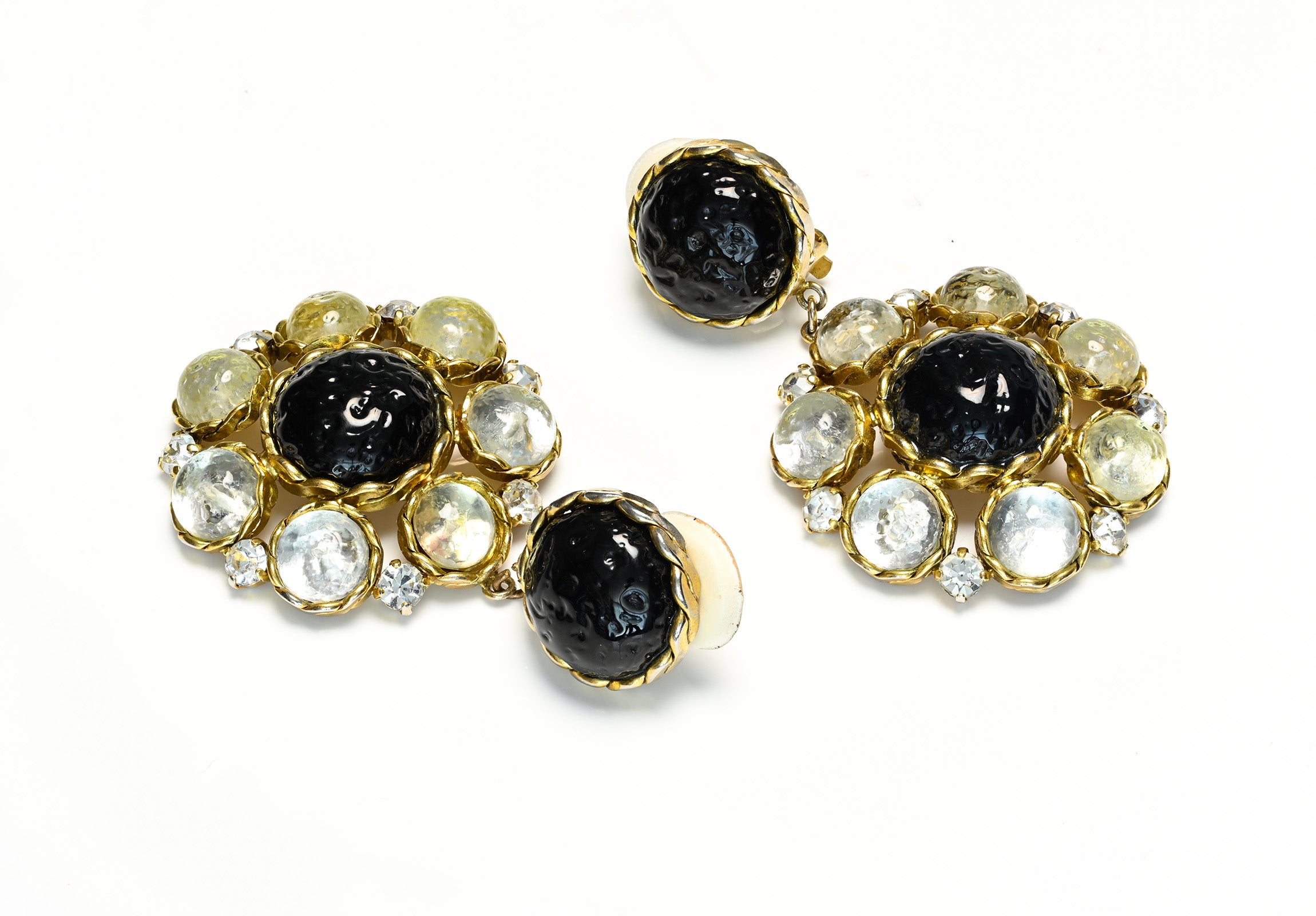 Dominique Aurientis Paris Maison Gripoix Black Glass Long Earrings 1