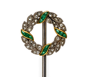 Cartier Paris Emerald and Diamond Wreath Stick Pin