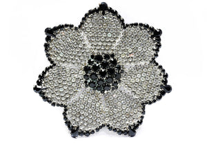Vintage Emanuel Ungaro Black Crystal Large Flower Brooch