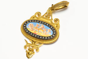 Eugène Fontenay Gold Enamel Diamond Cherub Pendant