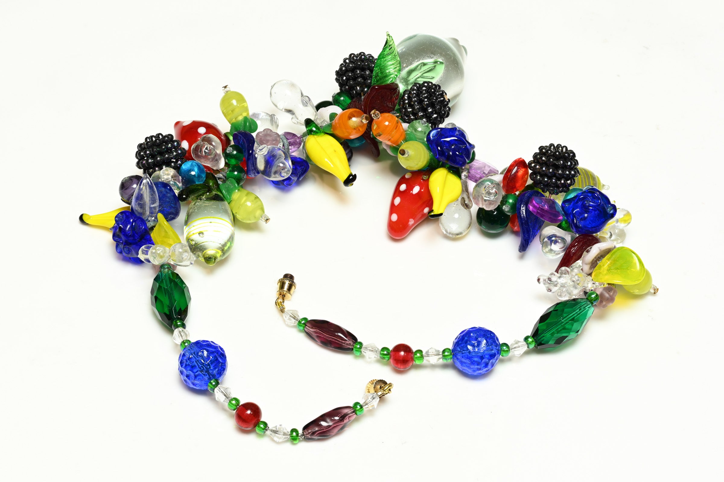 Extraordinary 1940's Tutti Frutti Glass Charm Necklace 3
