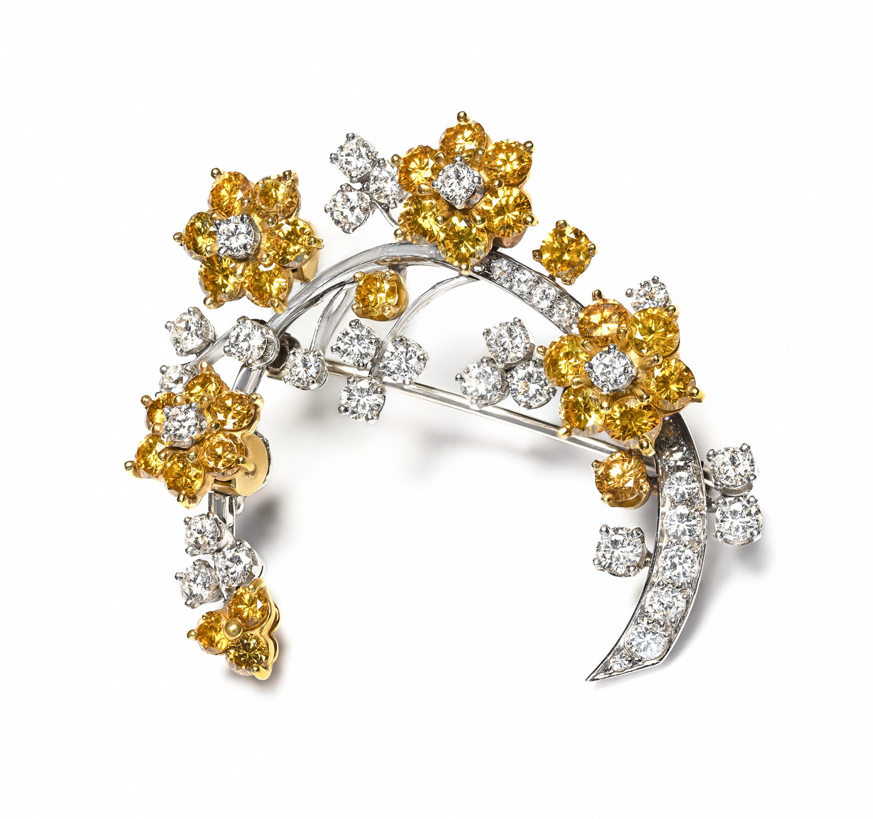 Natural Fancy Diamond En Tremblant Brooch