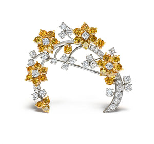 GIA Natural Fancy Color Diamond En Tremblant Brooch