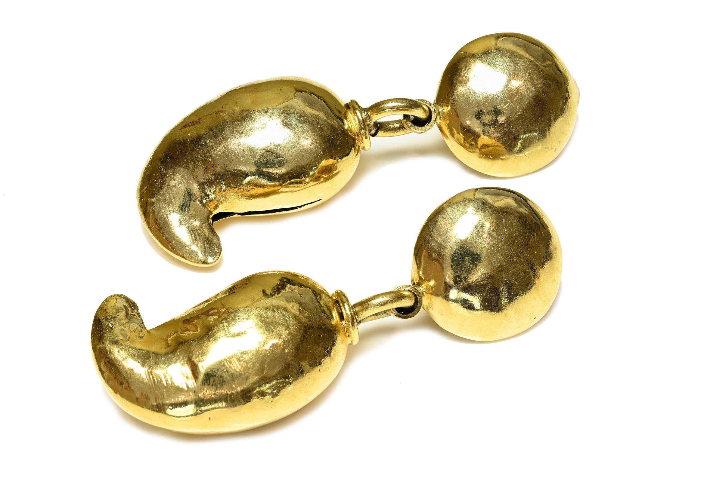 Frances Patiky Stein Paris FPS Gold Plated Hammered Drop Earrings 1