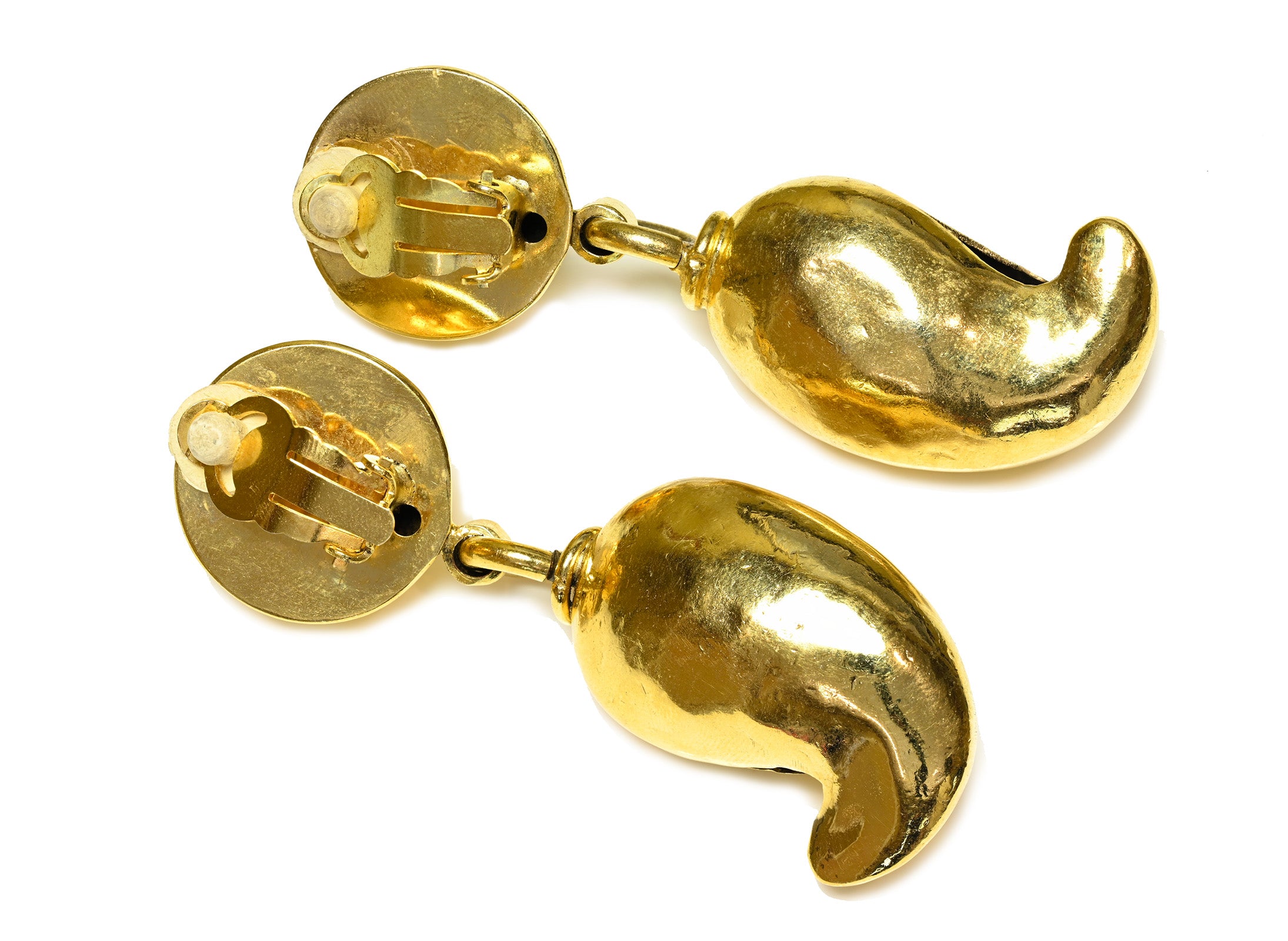 Frances Patiky Stein Paris FPS Gold Plated Hammered Drop Earrings 2