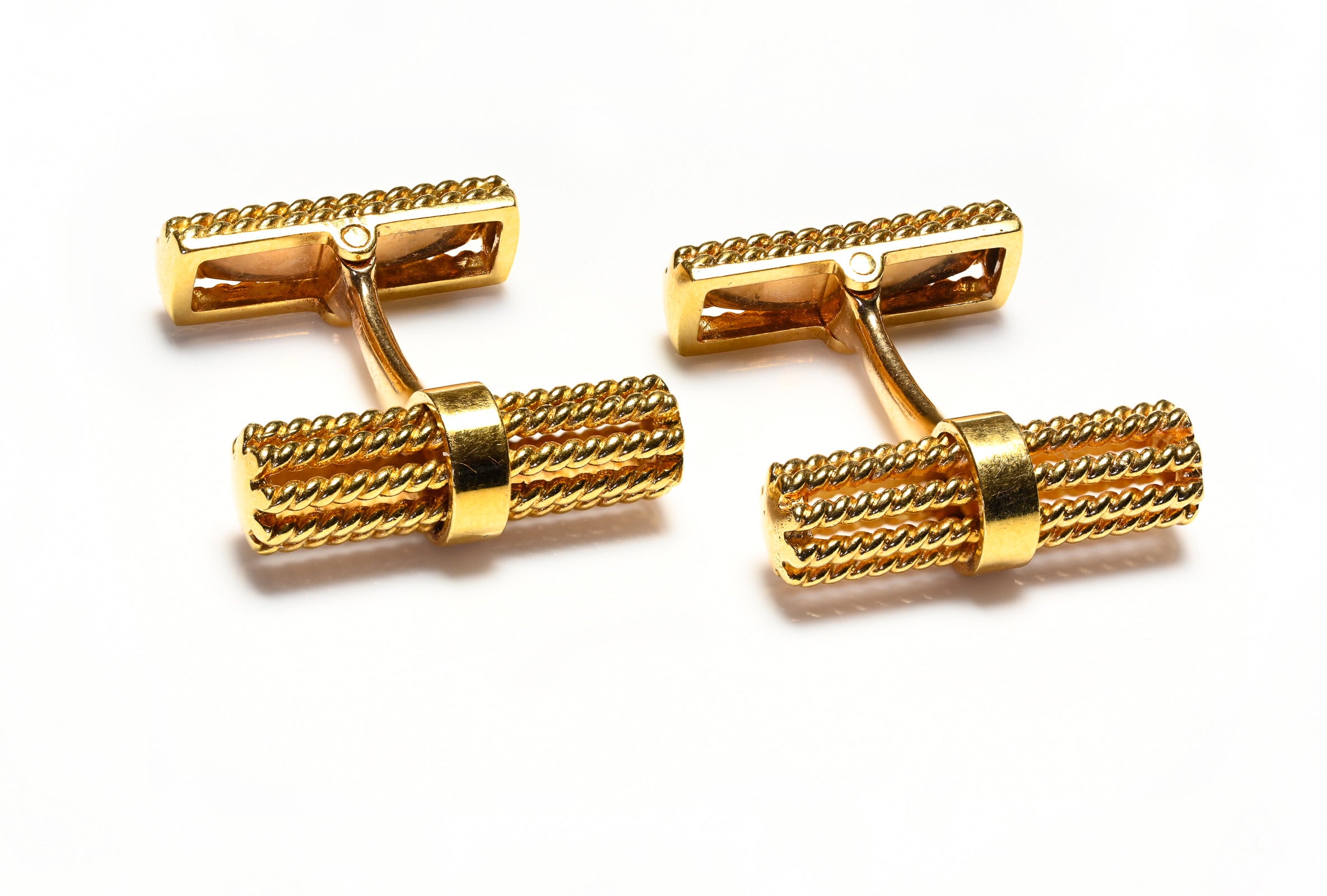 French 18K Gold Baton Wire Cufflinks