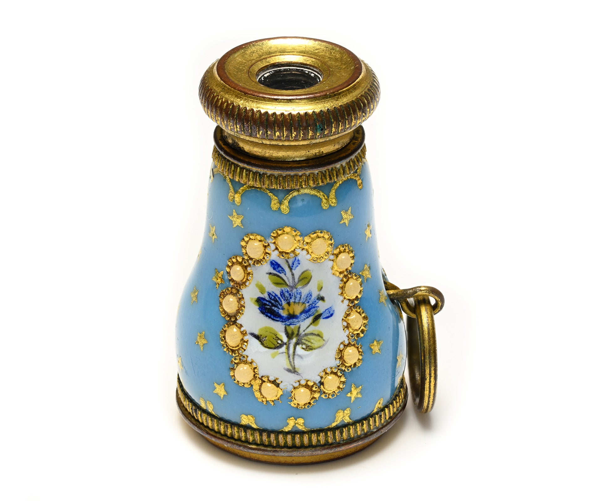 Georgian Hand-Painted Blue Enamel Miniature Spyglass Monocular 