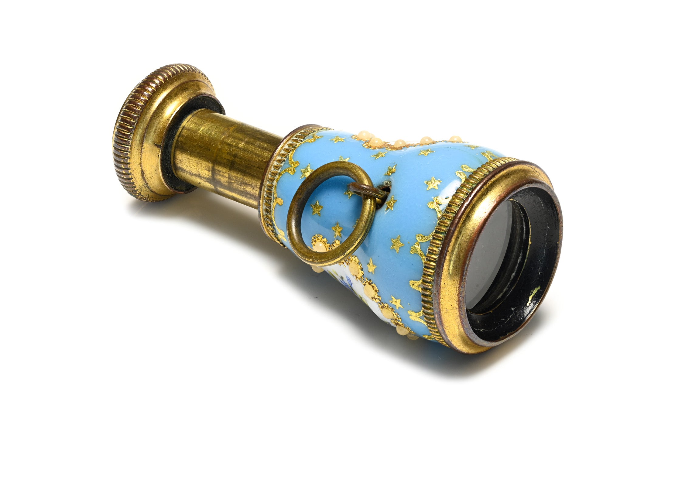 Antique Blue Enamel Miniature Spyglass Telescope