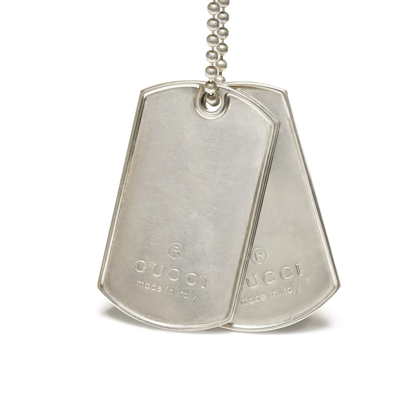 Gucci Sterling Silver Double Dog Tag Necklace