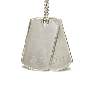 Gucci Sterling Silver Double Dog Tag Necklace
