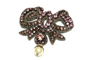 Gucci Pink Crystal Pearl Large Bow Brooch