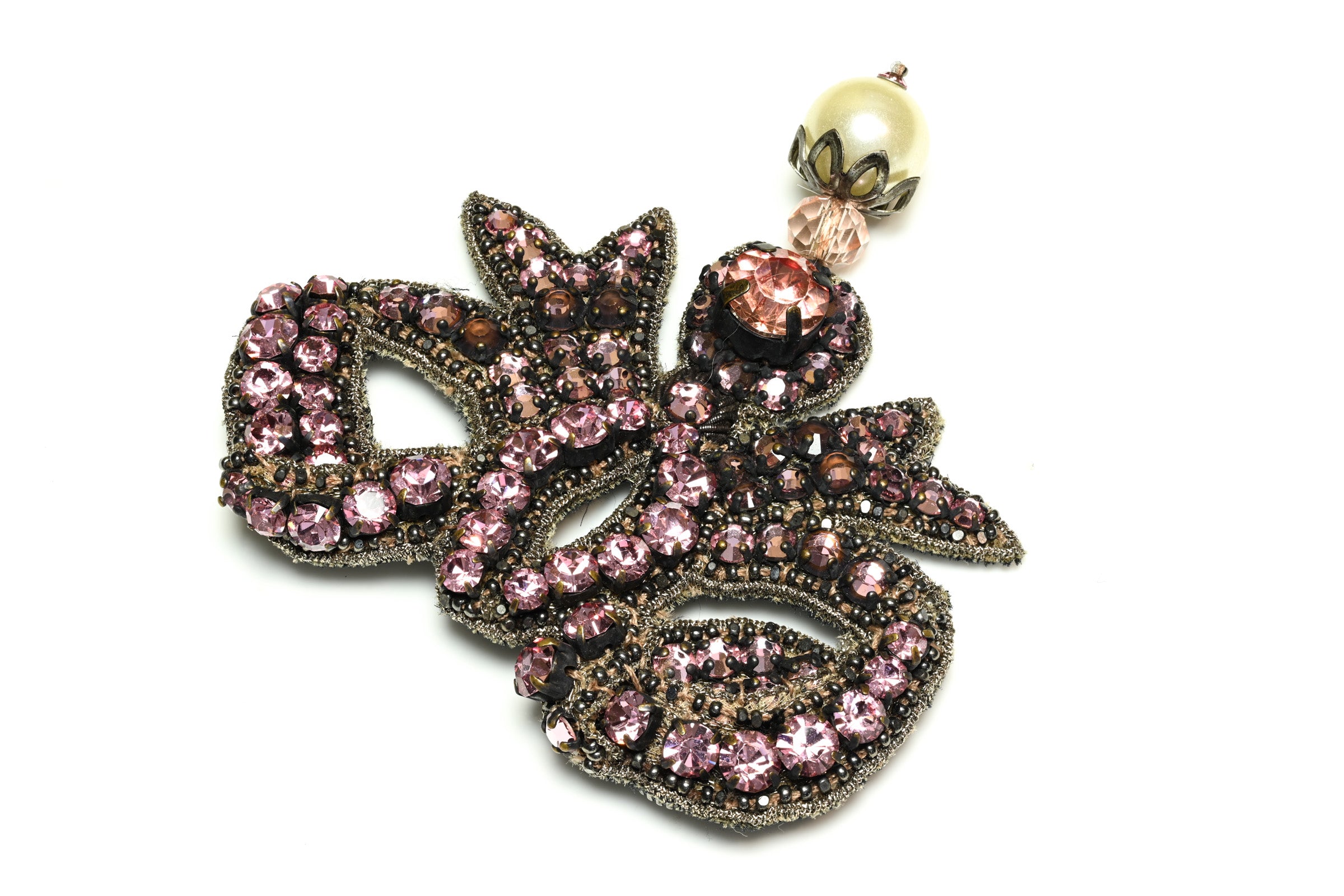 Gucci Pink Crystal Pearl Large Bow Brooch 2