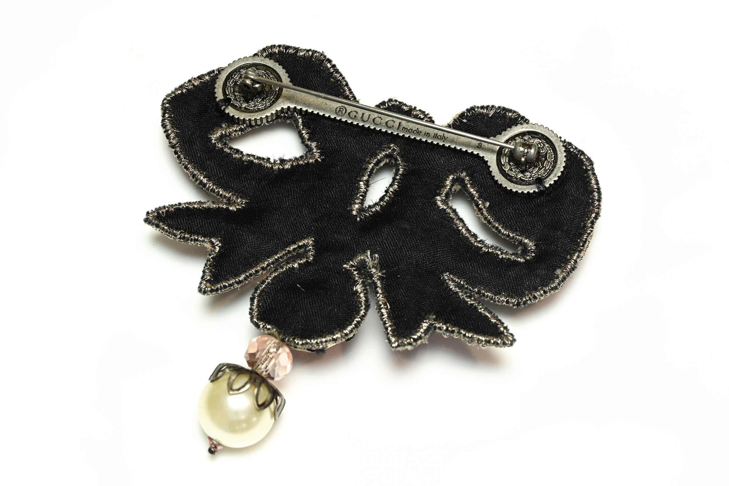 Gucci Pink Crystal Pearl Large Bow Brooch 3