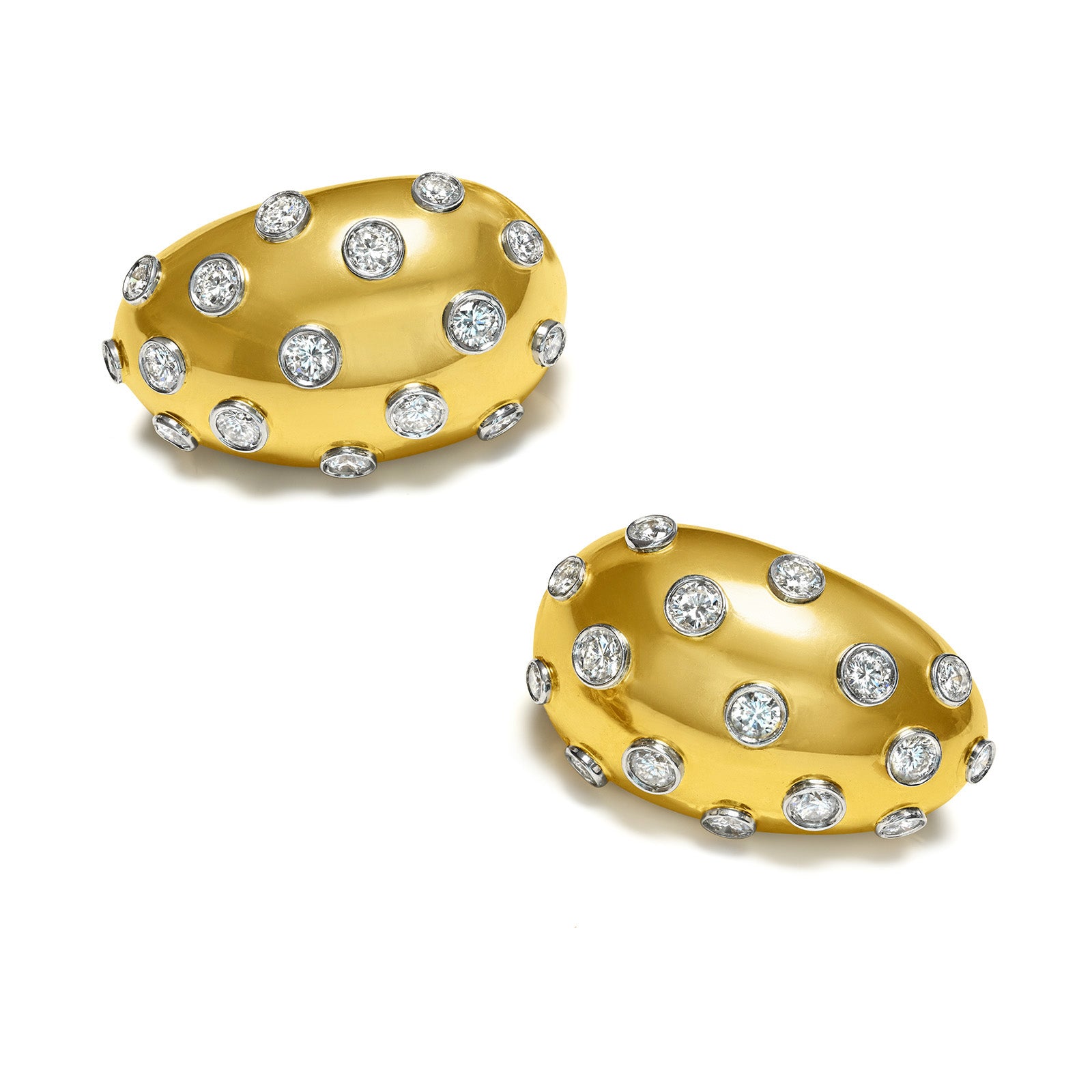 Hammerman Brothers 18K Gold Diamond Clip Earrings
