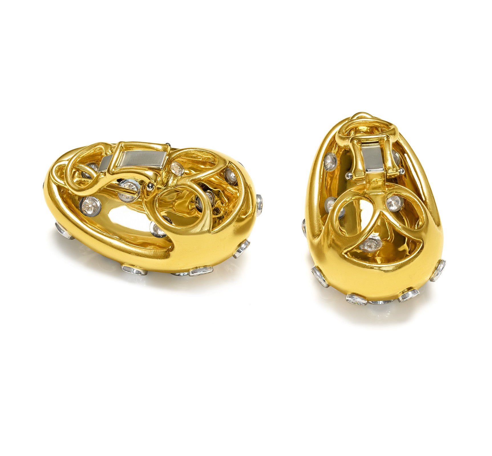 Hammerman Brothers 18K Gold Diamond Clip-Post Earrings Back 