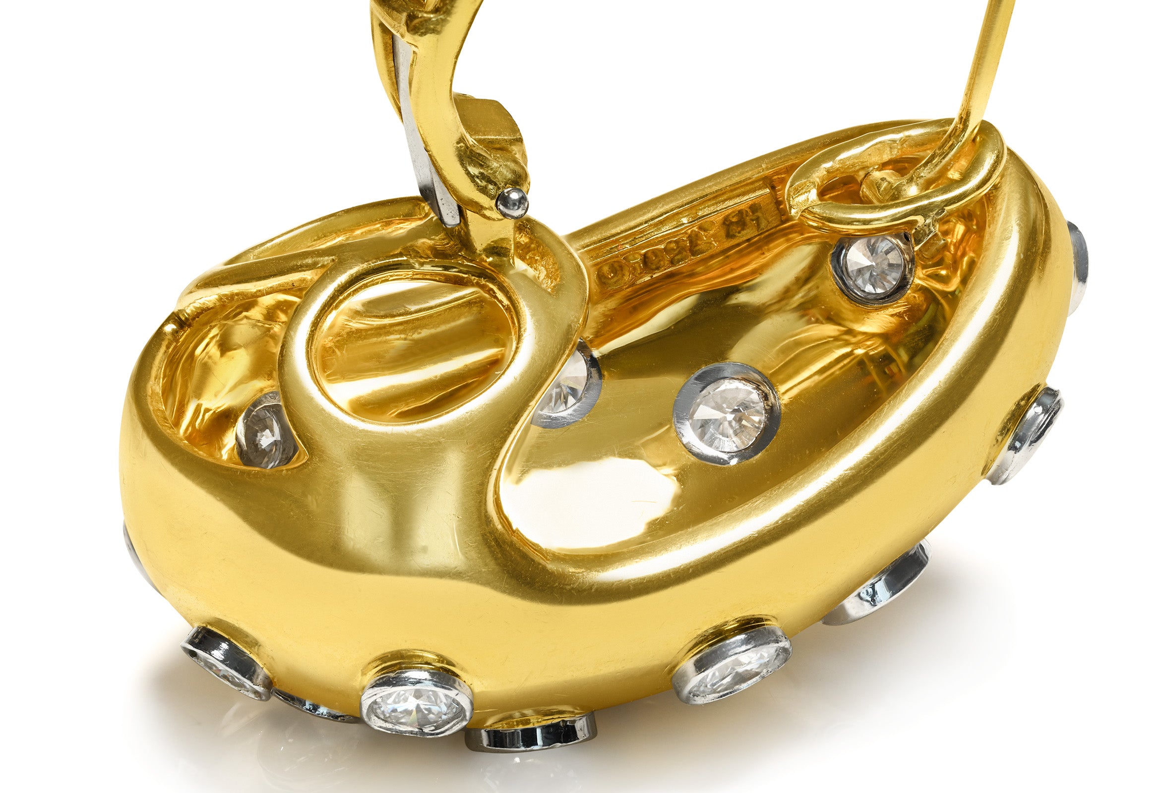 Hallmark for Hammerman Brothers 18K Gold Diamond Clip-Post Earrings
