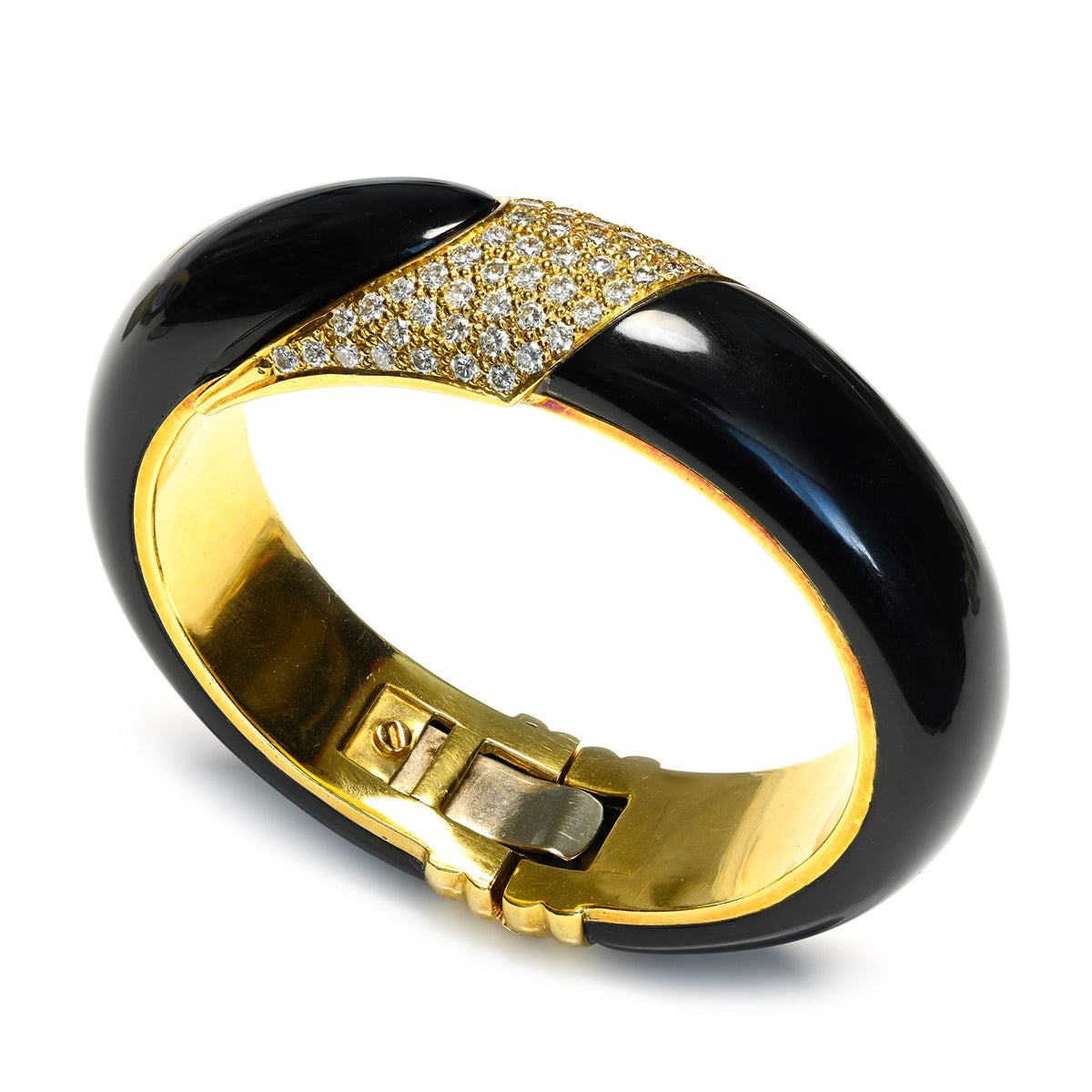 PRIME NYC Black and Gold Bangle Kate Spade - Black and Gold Enamel Hinged Bangle Bracelet  main image 2