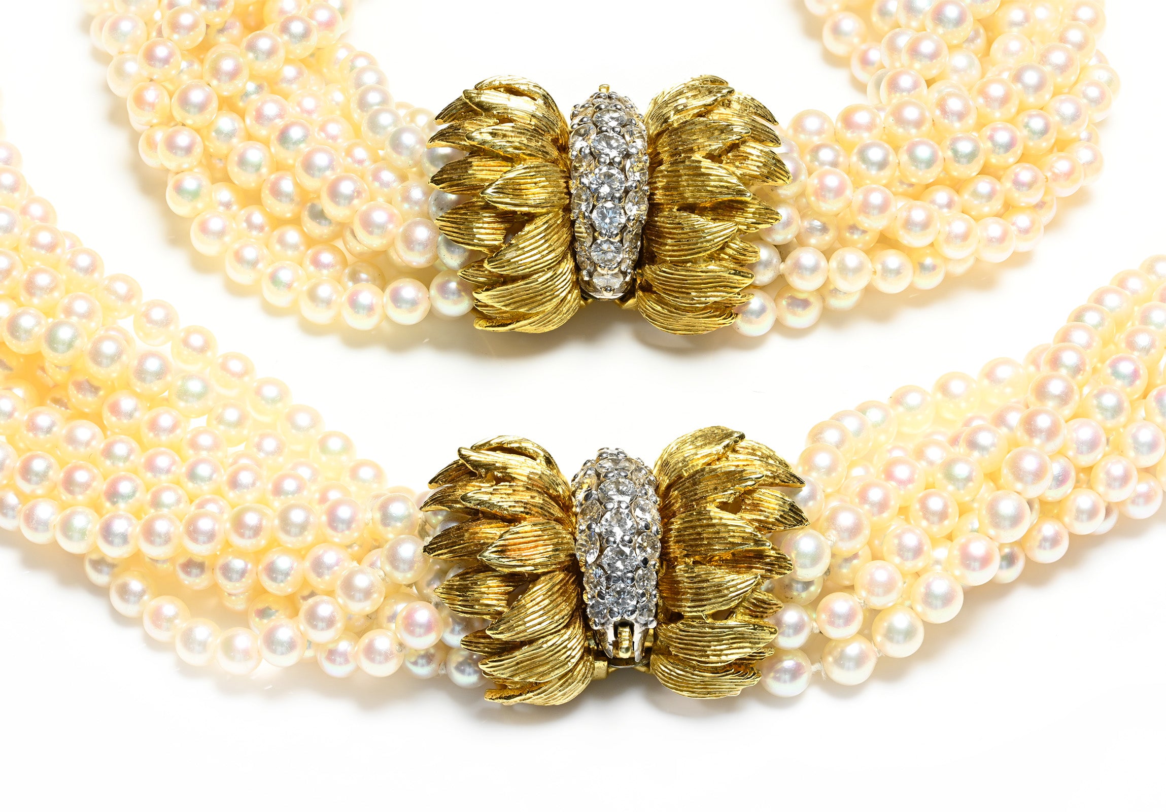 Hammerman Brothers 18K Gold Diamond Pearl Necklace Bracelet