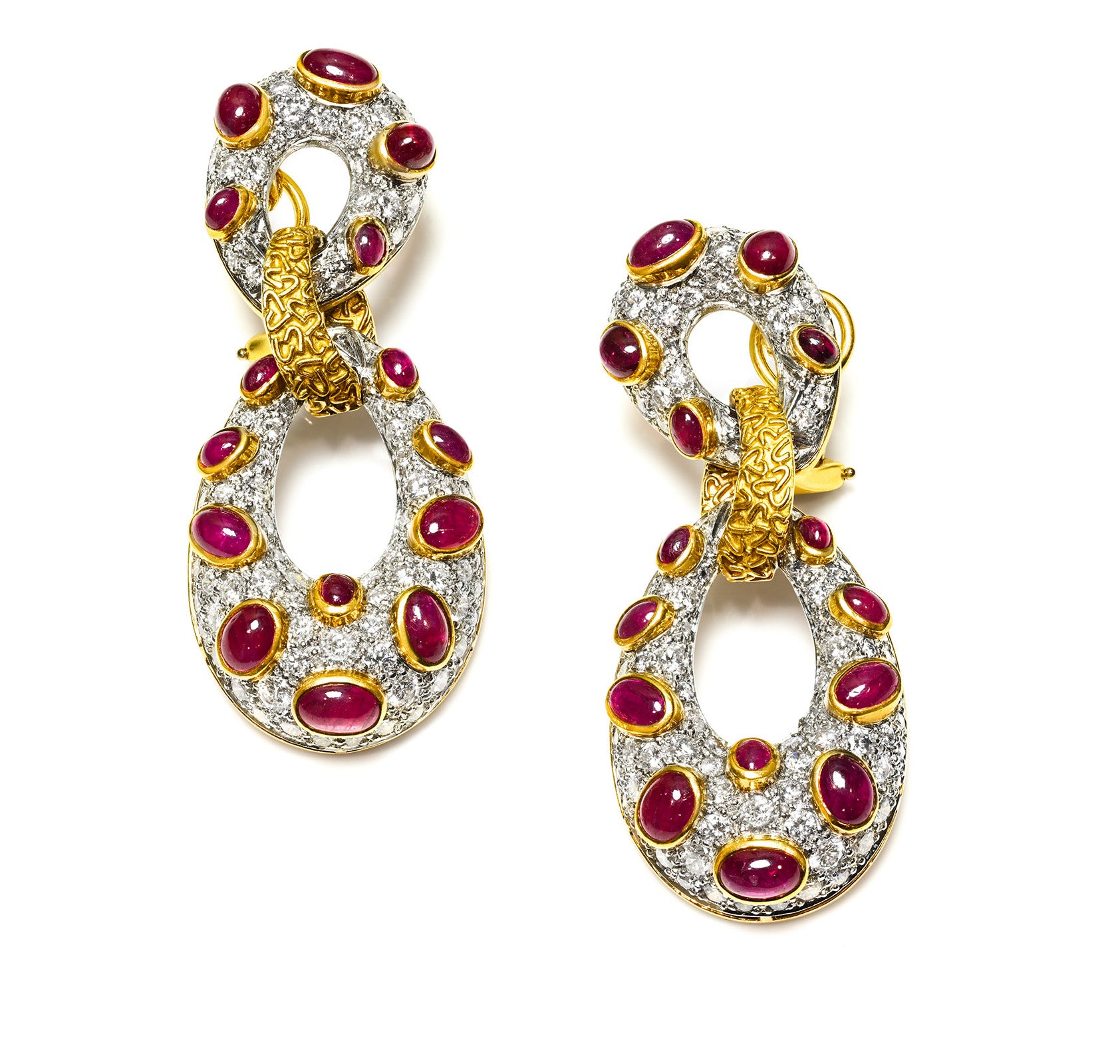 Hammerman Brothers Ruby Diamond Earrings – 12 CT Ruby 5 CT Diamonds