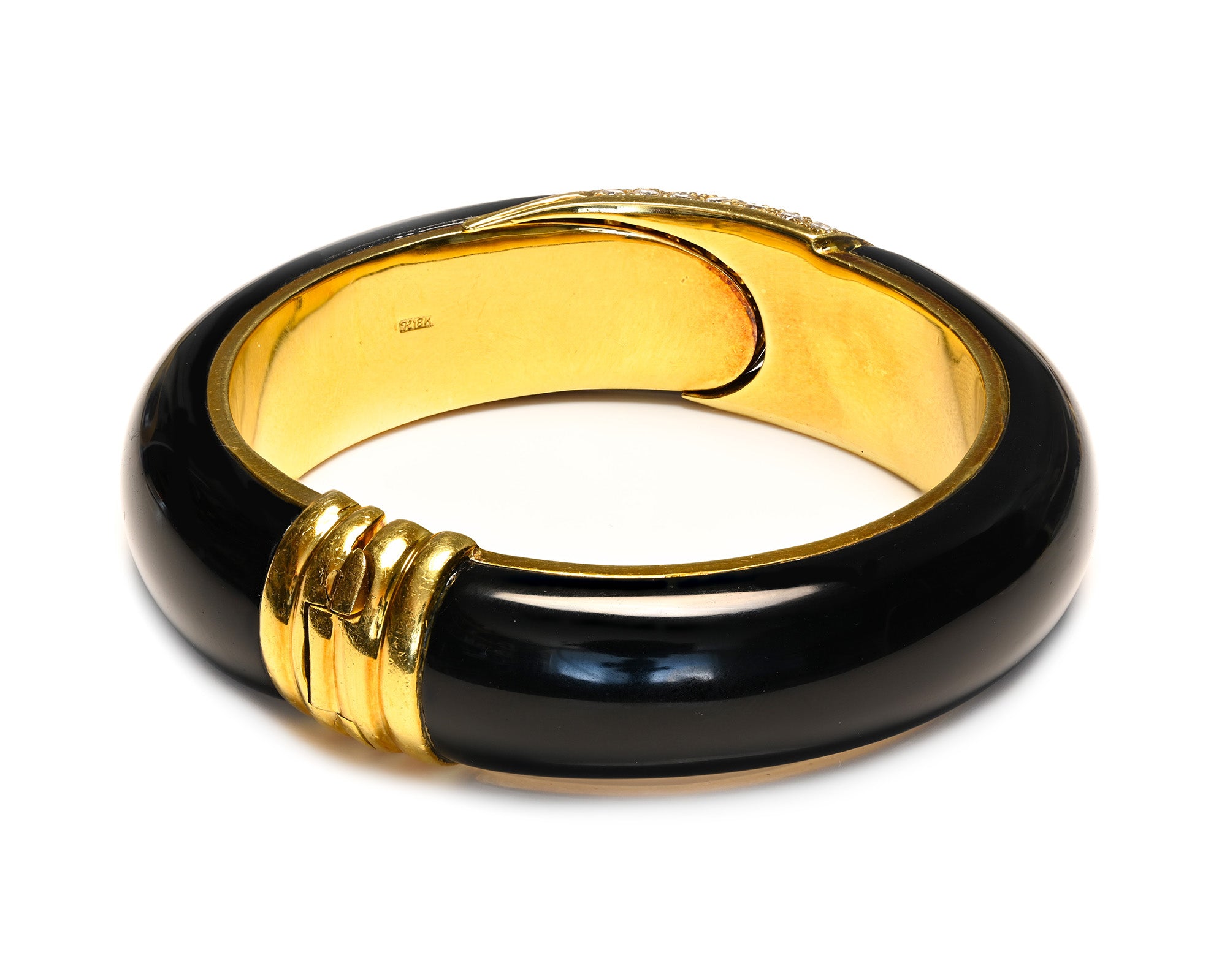 Hammerman Brothers 18K Yellow Gold Onyx Bangle Bracelet