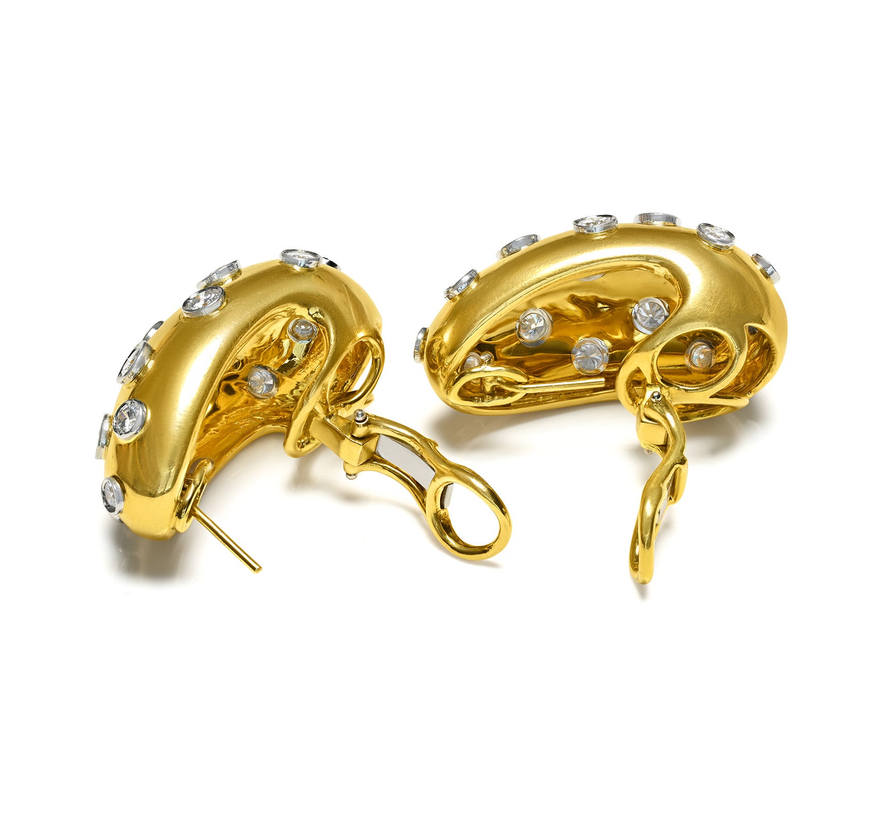 Hammerman Brothers 18K Gold Diamond Clip-Post Earrings Side 