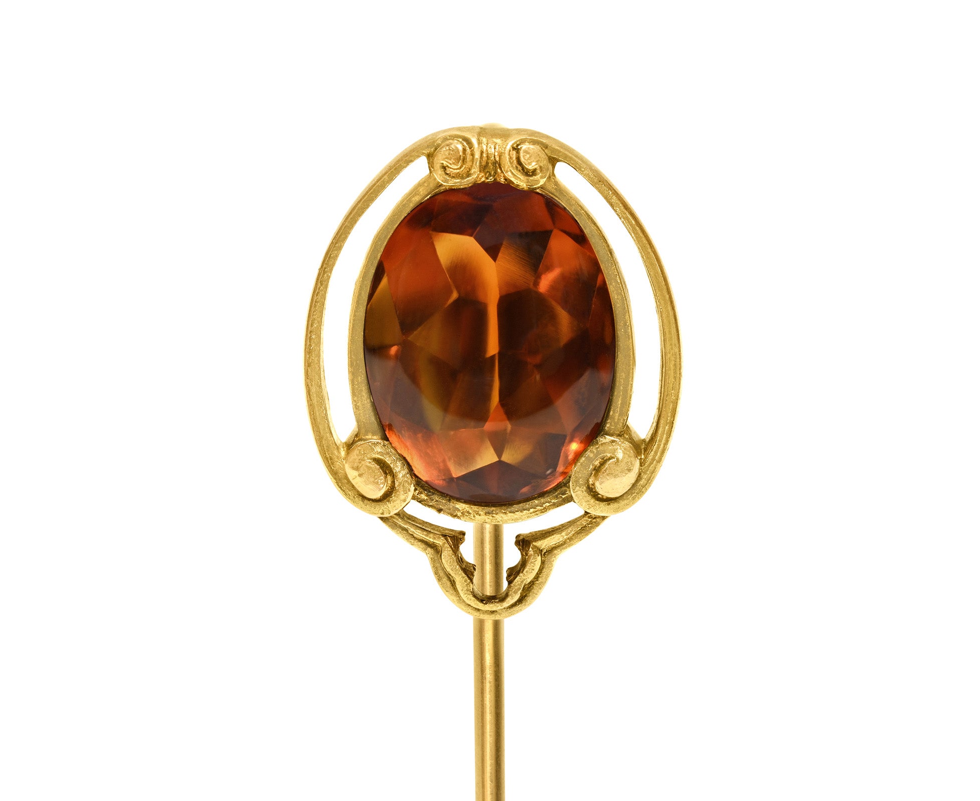 Hans Brassler Co Art Nouveau Art Deco Citrine Gold Stick Pin
