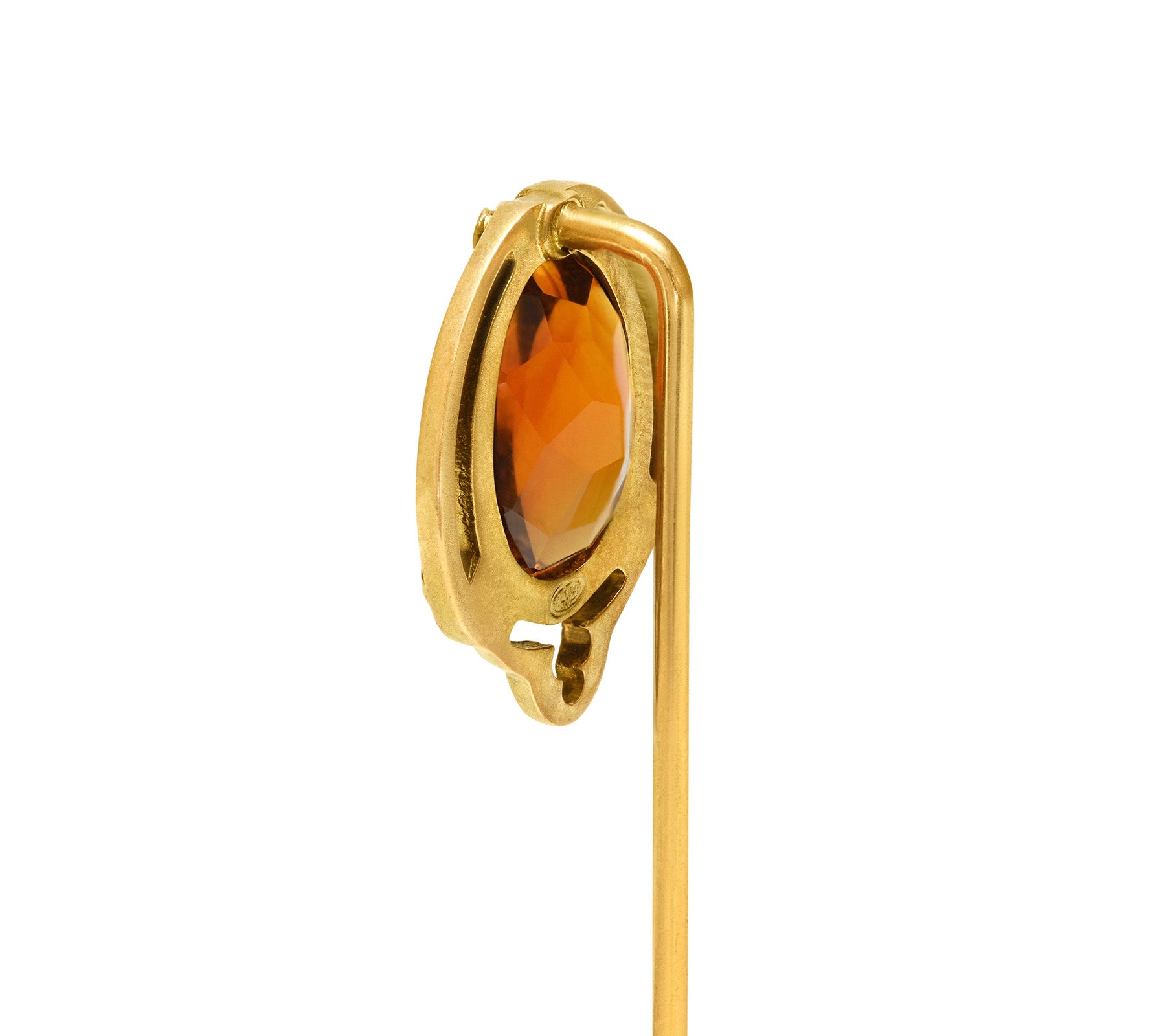 Hans Brassler & Co. Transitional Art Nouveau Art Deco Citrine Gold Stick Pin
