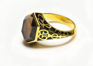 Helannona 18K Gold Quartz Enamel Men's Ring