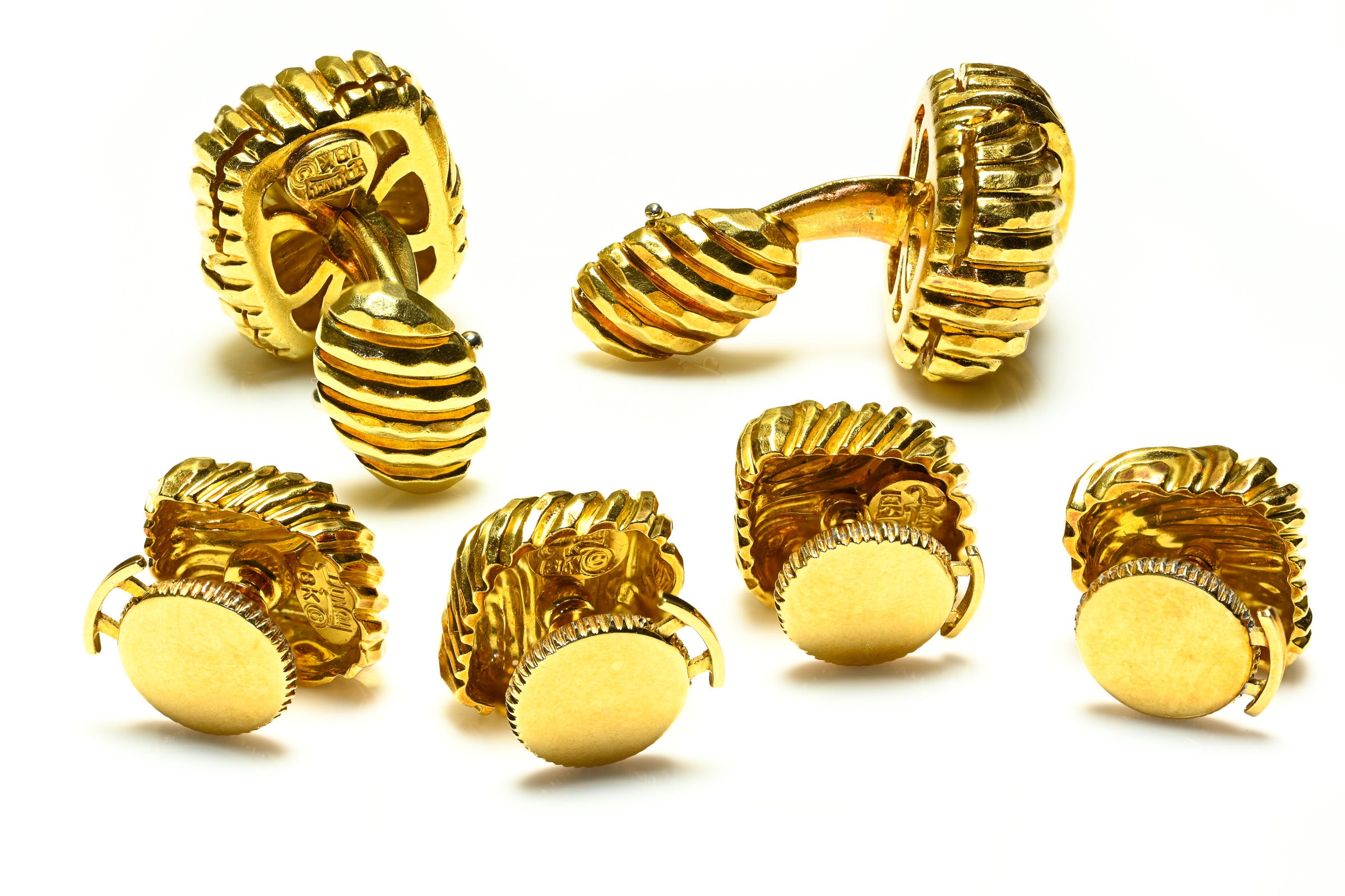 Henry Dunay 18K Gold Cufflink and Stud Set