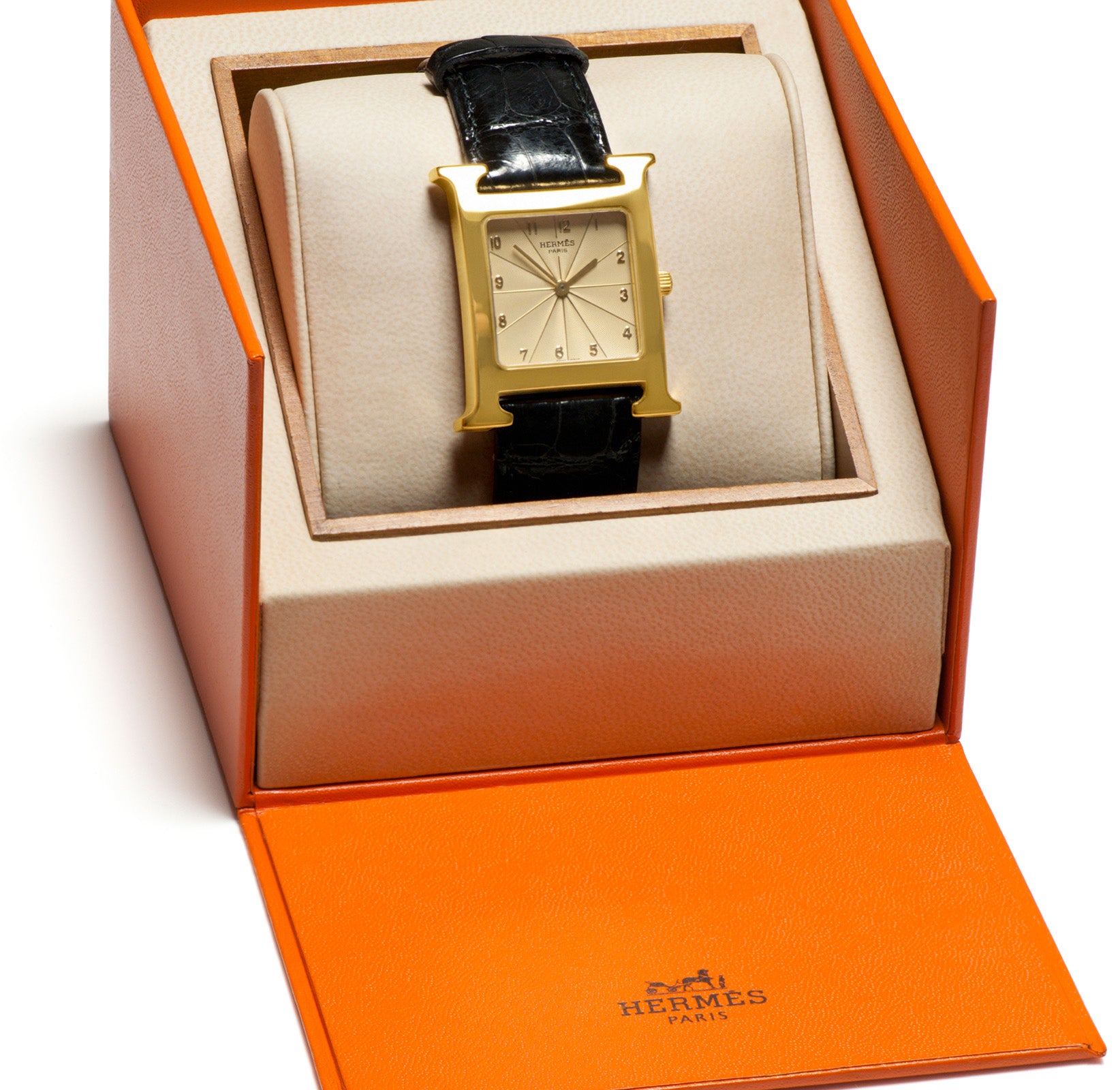 Hermes Heure H 18K Gold Watch HH1.785 box