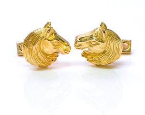 Hermès 18K Yellow Gold Horse Cufflinks